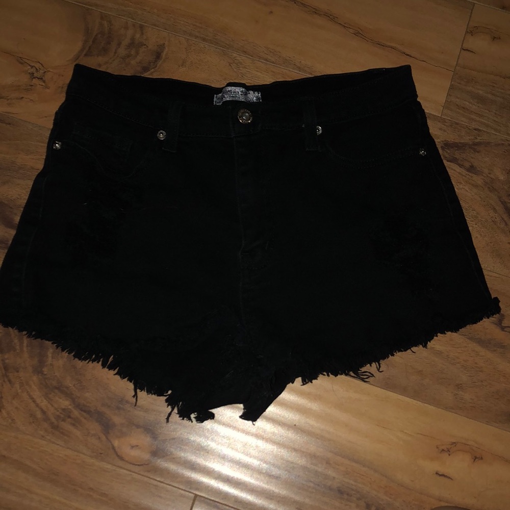 highwaisted ripped black shorts